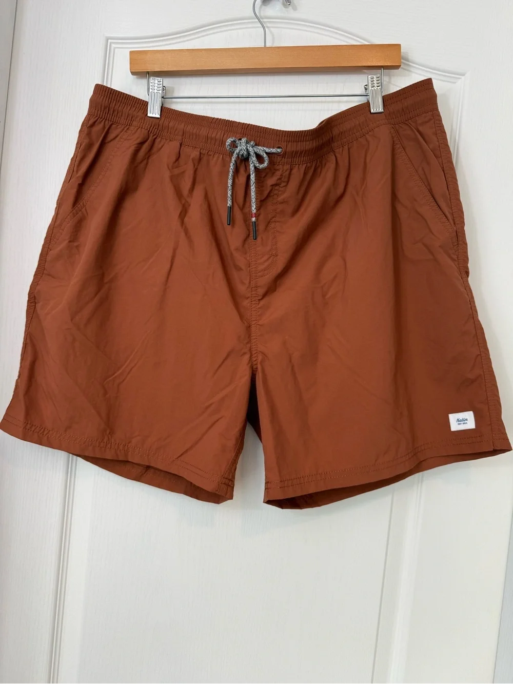Katin Men's Rust Orange Swim Trunks with Drawstring
